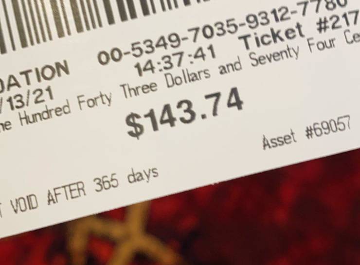 “Just realized my slot machine cash out ticket and the time my ticket was printed out are the exact same numbers (plus a 1 at the end)”