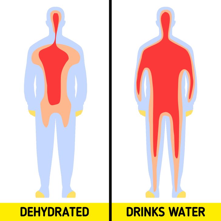 life-saving tips - body heat distribution when hydrated versus dehydrated