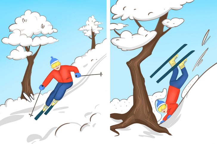 life-saving tips - skier falling into a tree safely