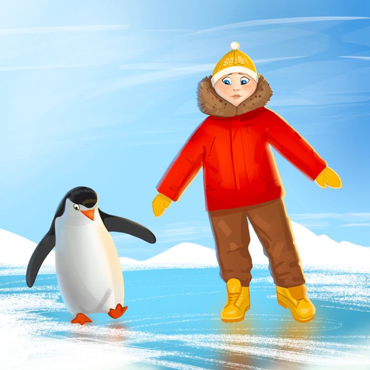 life-saving tips - person walking like a penguin on ice