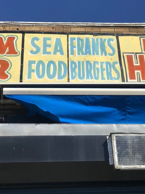 funny spelling fails - sea franks Food Burgers