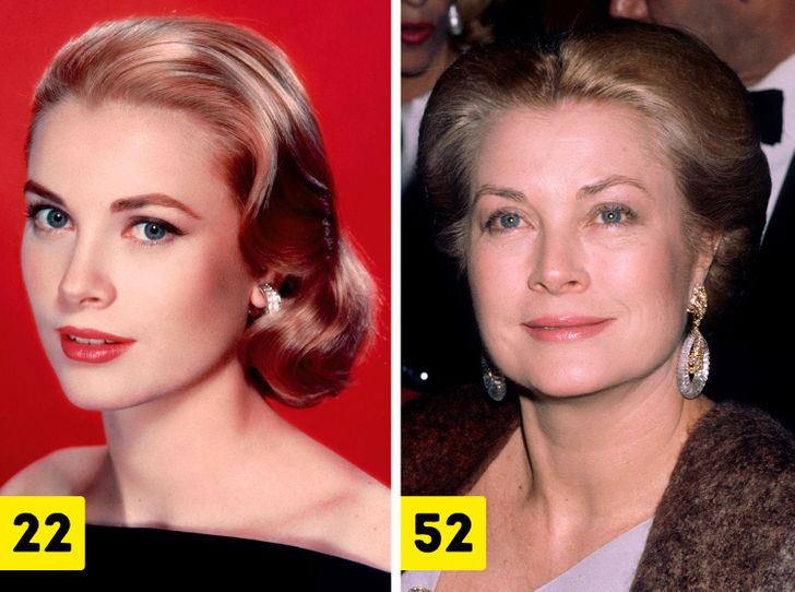 Grace Kelly (ages 22 and 52)