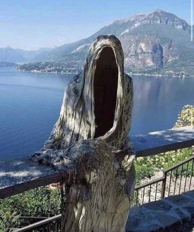 “This sculpture that looks like a ghost at the Castle of Vezio, Italy.”