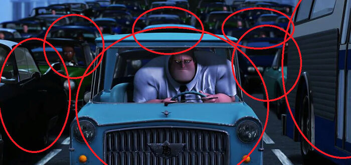 Pixar often teases their upcoming projects in earlier released films.
Here, in Incredibles (2004), you can see them reference the yet-to-release Cars (2006).