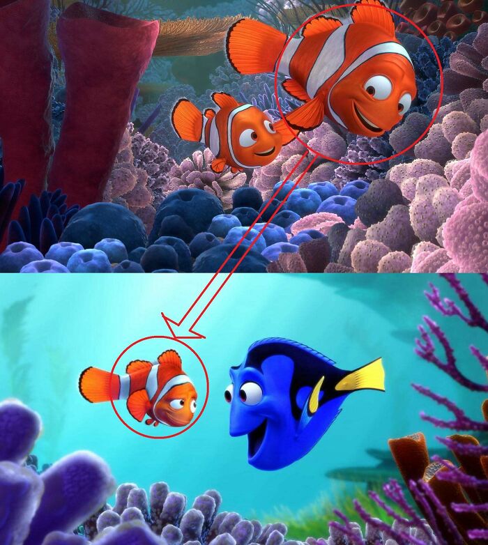 I found a Finding Nemo (2003) reference in Finding Dory (2016) while re-watching the latter today. Both movies are by the same studio.