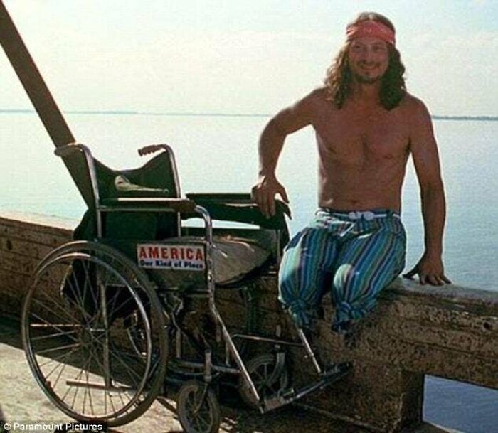 In Forrest Gump (1994), Lieutenant Dan uses a wheelchair to move around. This is a reference to the fact that he has trouble walking. Confirmed by the director in a Q&A.