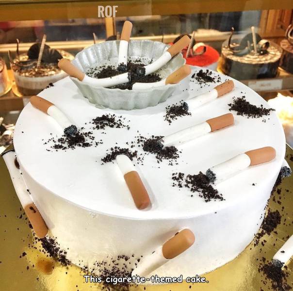 funny pics - This cigarette themed cake.
