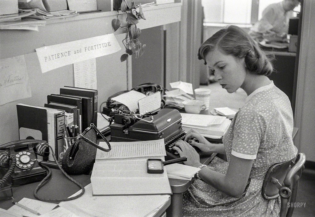 Mary Cumming, 21, secretary in the office of designer Raymond Loewy, New York, 1956