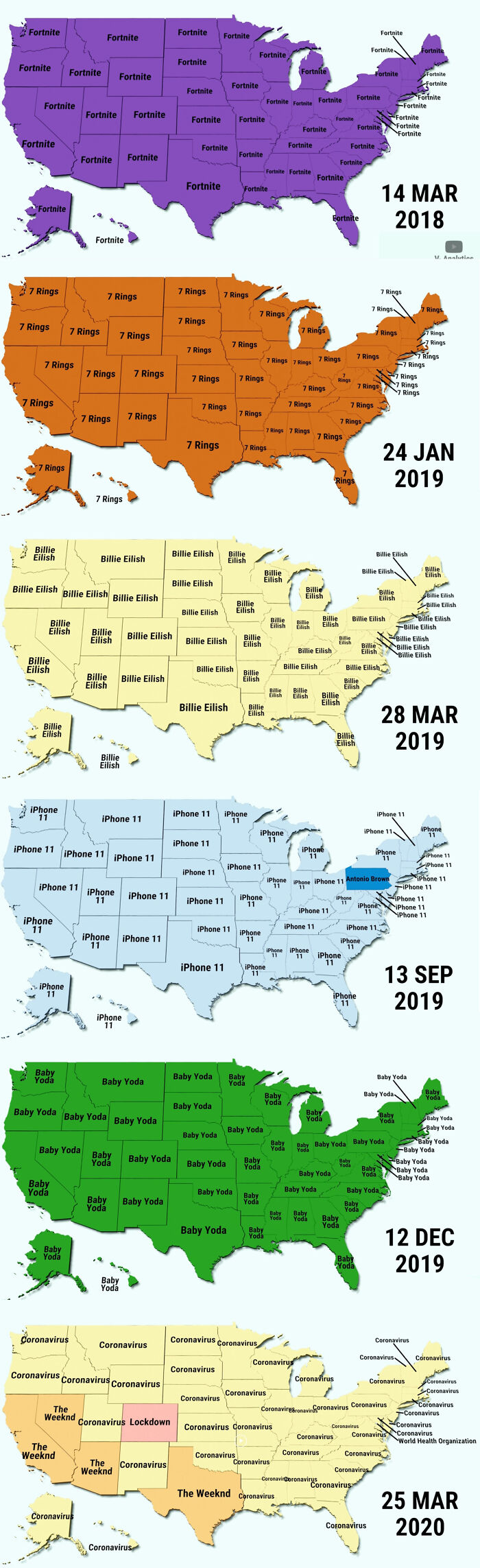 Trending Google Searches By State Between 2018 And 2020