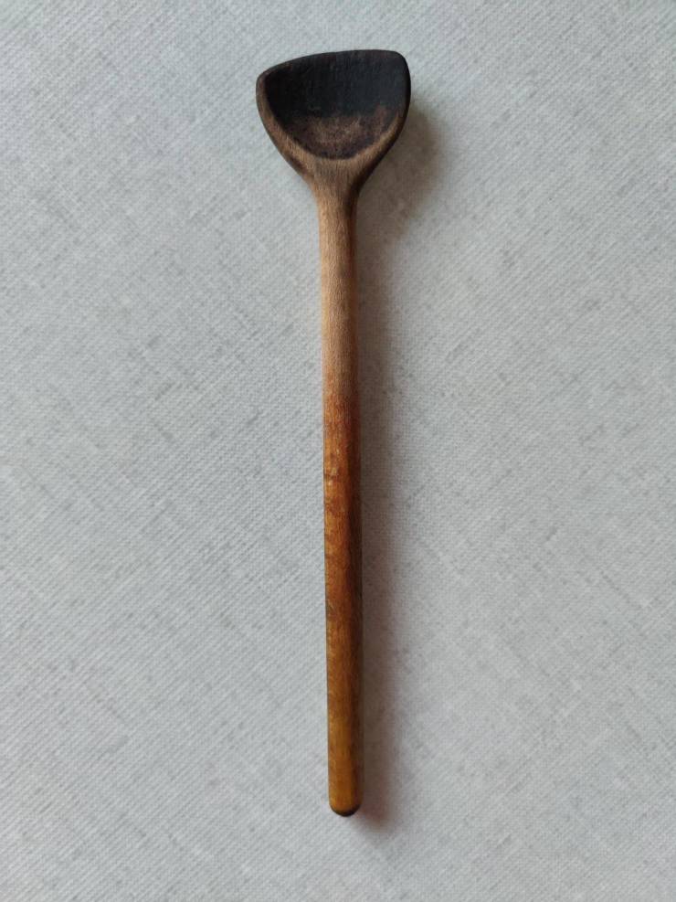 “My grandma's 60+ year old wooden spoon that she still uses all the time.”
