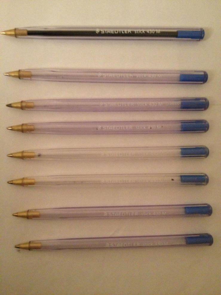 “Finishing pens without losing them.”