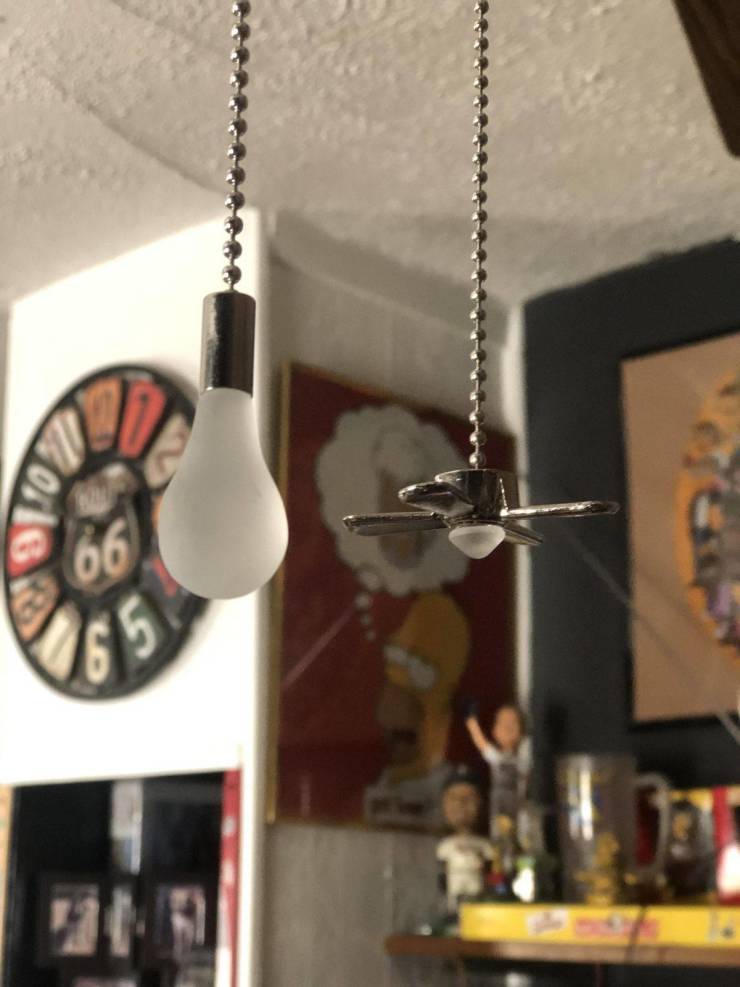 “These ceiling fan pull chains so you know what chain controls what.”