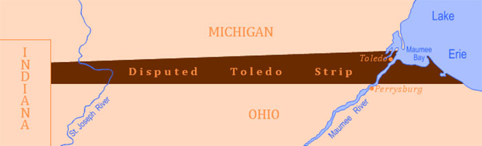 toledo strip - Lake Michigan Erie Disputed Toledo N D I A N Maumee Toledog Bay Strip Perrysburg Ohio St. Joseph River Maumee River