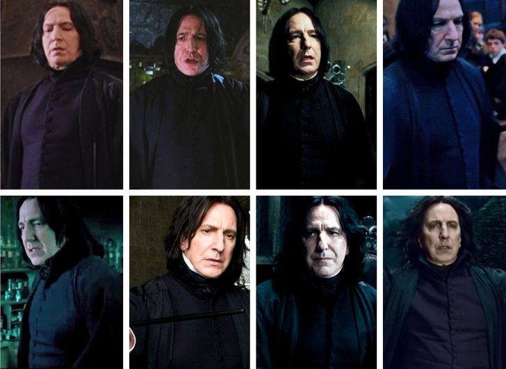 Snape’s costume remained unchanged throughout all 8 Harry Potter films.  Costume designer Jany Temime explained it like this, “It was perfect. When something is perfect, you cannot change it.”