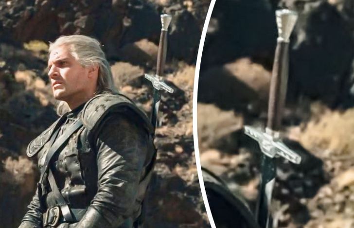 In the second episode of The Witcher, if you look closely, you’ll notice that Geralt’s sword is made of plastic.