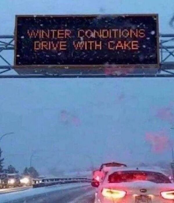 funny fails - Winter Conditions Drive With Cake
