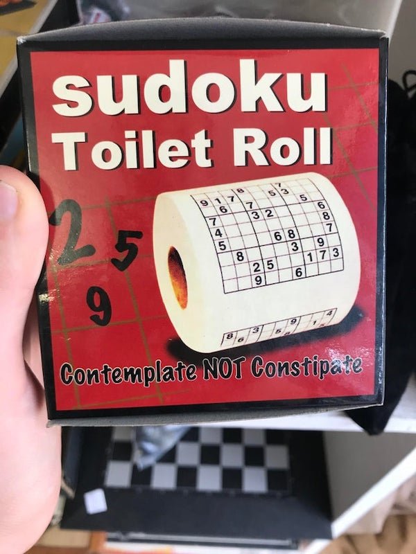 funny fails - sudoku Toilet Roll Contemplate Not Constipate