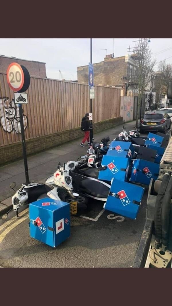 funny fails - tipped over dominos delivery scooters