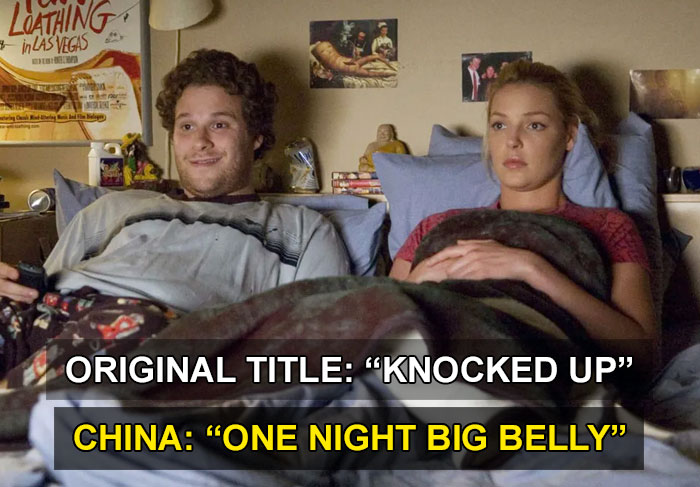 photo caption - Loathing In Las Vegas Original Title "Knocked Up" China "One Night Big Belly"