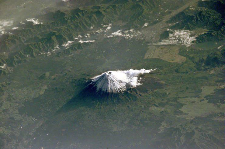 “Mount Fuji photographed from the International Space Station.”