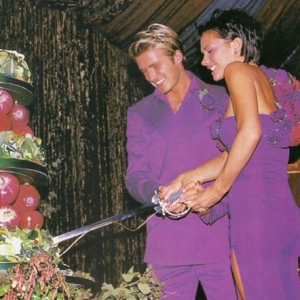 David and Victoria Beckham on their wedding day in 1999