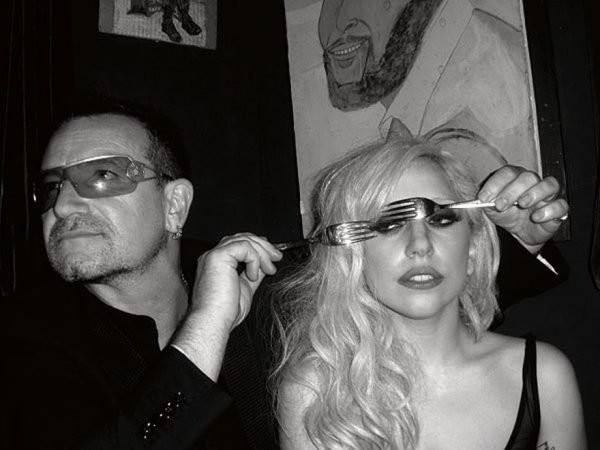 Bono and Lady Gaga in 2009