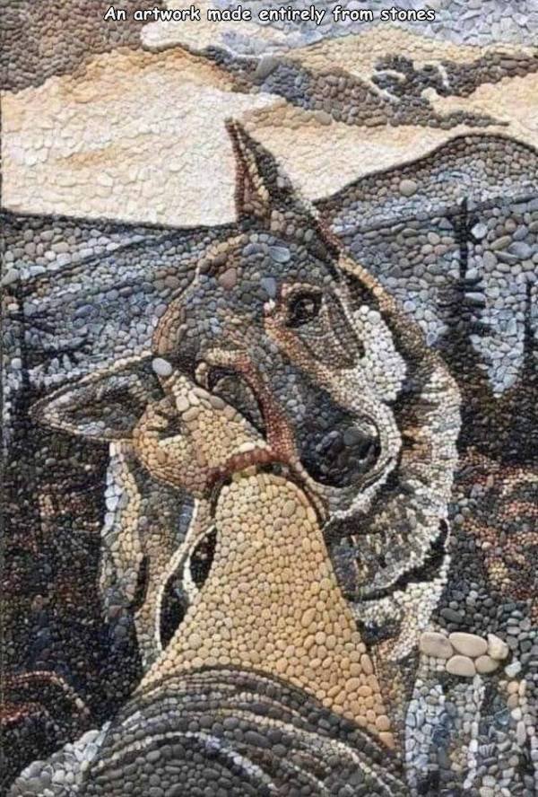 An artwork made entirely from stones