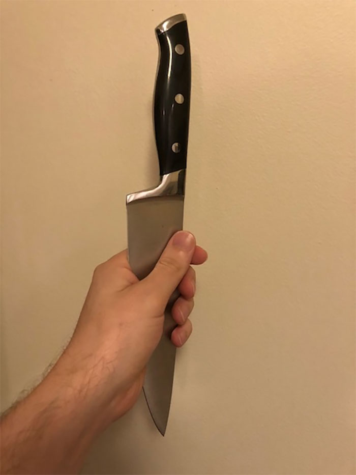 Don't try to catch a dropped knife. Back away and let it fall.