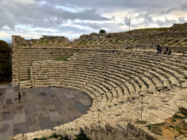 Greek Amphitheater in Sicily, with my mom (5’8”) on stage.