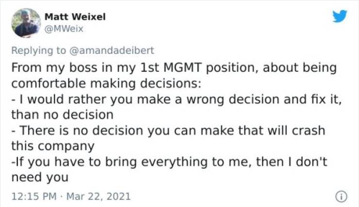 airplane clapper meme - Matt Weixel From my boss in my 1st Mgmt position, about being comfortable making decisions I would rather you make a wrong decision and fix it, than no decision There is no decision you can make that will crash this company If you 