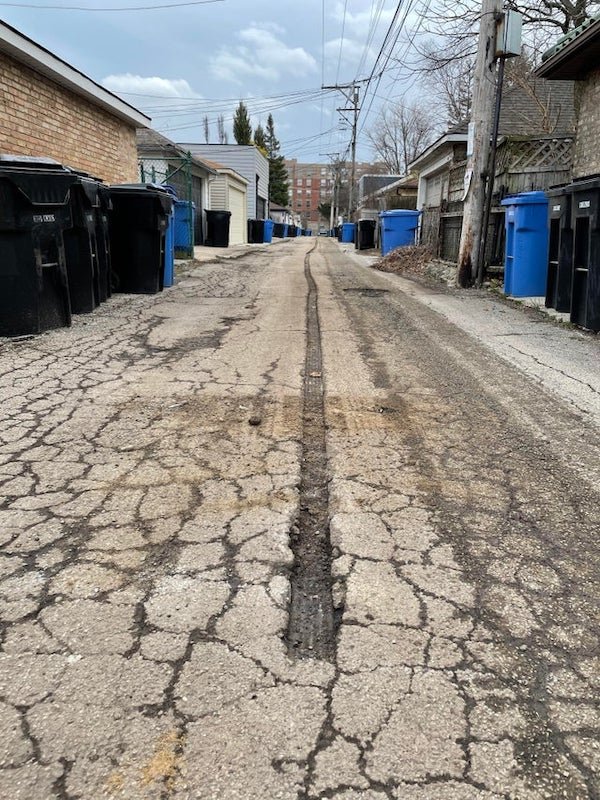 Chicago – the city came through my alley yesterday and dug a trench down the middle. Anyone know why they would have done that?

A: Looks like your alley is due for re-paving. They do this ahead of time to make sure they’re not going to run into anything unexpected on the day they bring in all the heavy equipment.