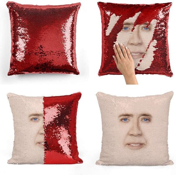 “This Nicolas Cage Sequin Pillow”