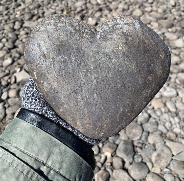 “I found this heart-shaped river rock today.”