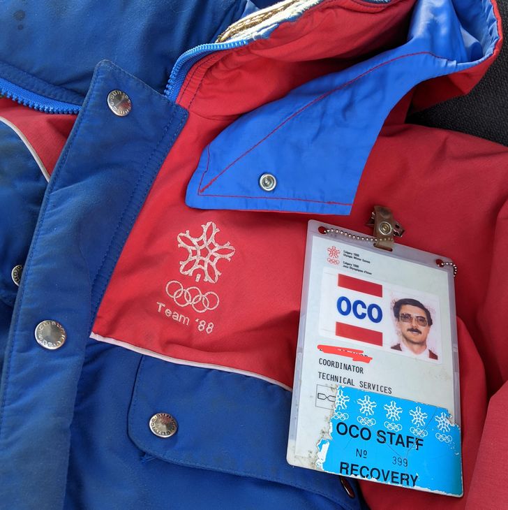 “The Olympic jacket I got at a thrift store had the original owner’s I.D badge and tickets for the opening ceremony inside one of the pockets.”
