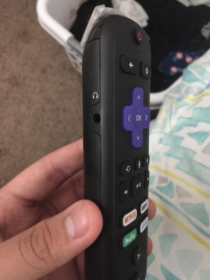 “This remote has a headphone plug in it so you can listen to TV quietly.”