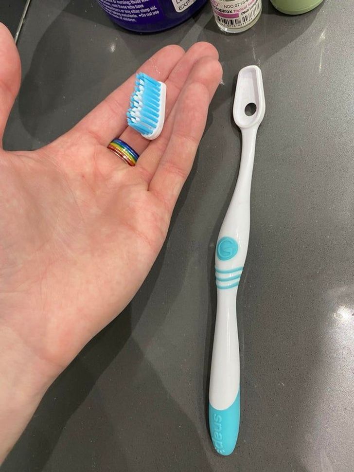 “Toothbrush with replaceable bristles so you don’t have to keep buying a new handle”