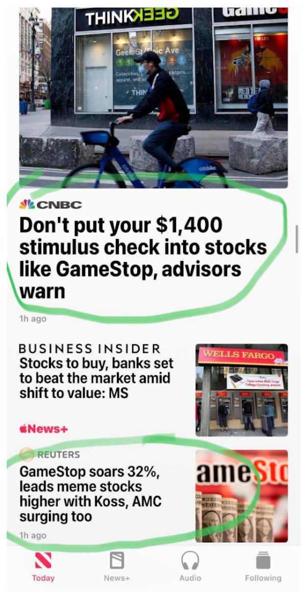 things aged poorly - display advertising - Thinkised Folh Geek SElnic Ave gadgets Collectibles. apparel, and se Thin Cnbc Don't put your $1,400 stimulus check into stocks GameStop, advisors warn 1h ago Wells Fargo Business Insider Stocks to buy, banks set