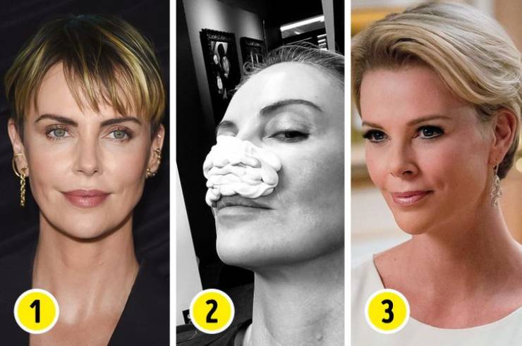 To change Charlize Theron’s face for Bombshell, they had to make a cast of her nose.