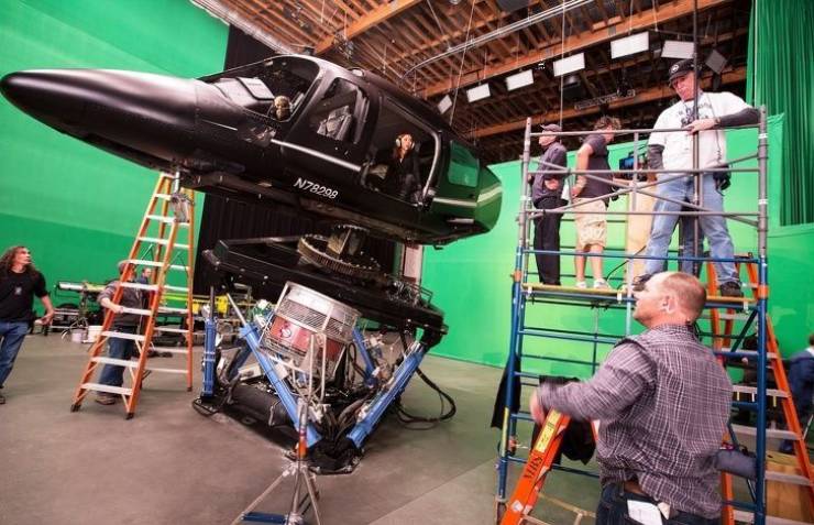 Behind the scenes of Captain America: The Winter Soldier — Scarlett Johansson, Samuel L. Jackson, and a fake helicopter