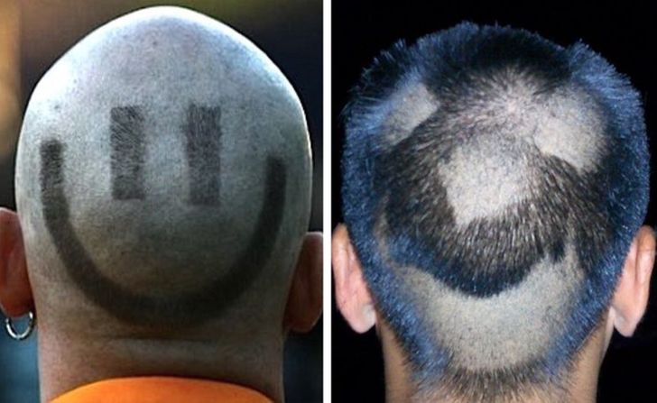 “Tried cutting my friend’s hair. He wanted a smiley face.”