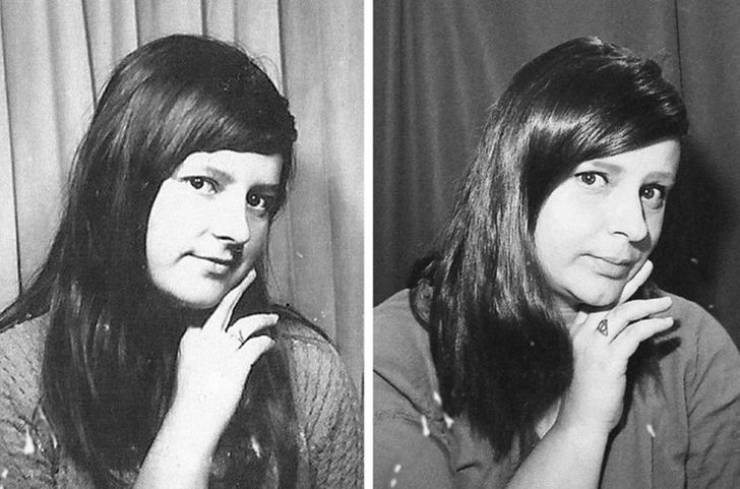 “My grandma when she was young (left), and me (right)”