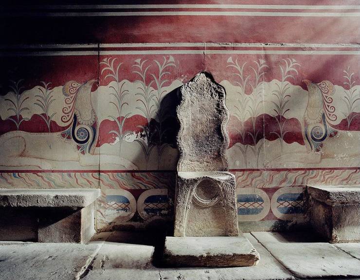 “Greece: The oldest throne room in Europe, at the heart of the Bronze Age Minoan Palace of Knossos, Crete, 15th Century BC”