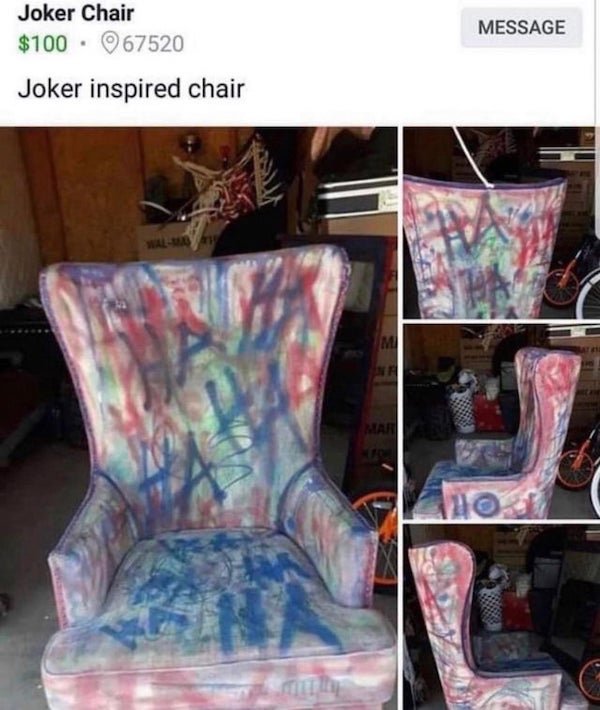 joker inspired chair - Message Joker Chair $100 67520 Joker inspired chair M