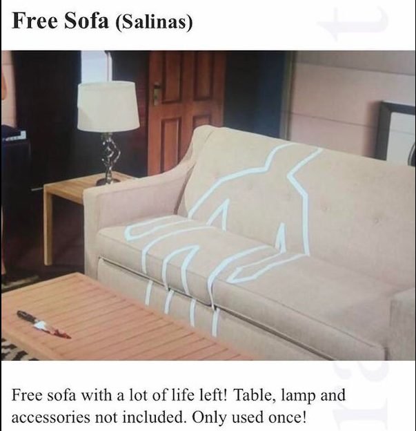 bed frame - Free Sofa Salinas Free sofa with a lot of life left! Table, lamp and accessories not included. Only used once!
