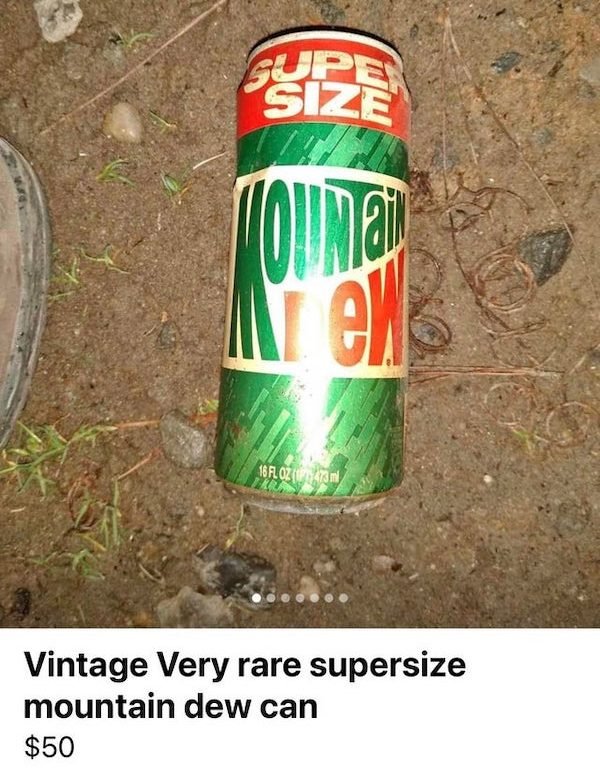 old mountain dew - Supe Size come en 16 Fl Oz 473ml Vintage Very rare supersize mountain dew can $50