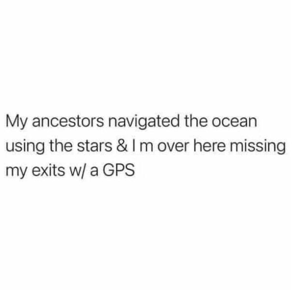 cant believe its 2020 next week - My ancestors navigated the ocean using the stars & lm over here missing my exits w a Gps
