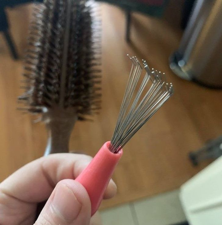 “This hairbrush I bought came with a tool to remove hair from the brush.”