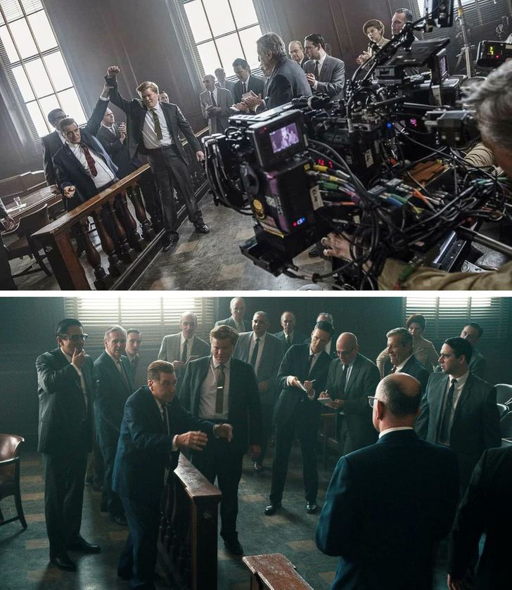 All the people it takes in front of and behind the camera to shoot a scene from The Irishman (2019)