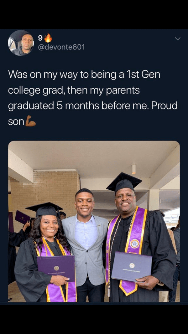 Viewer for Reddit - Was on my way to being a 1st Gen college grad, then my parents graduated 5 months before me. Proud son.