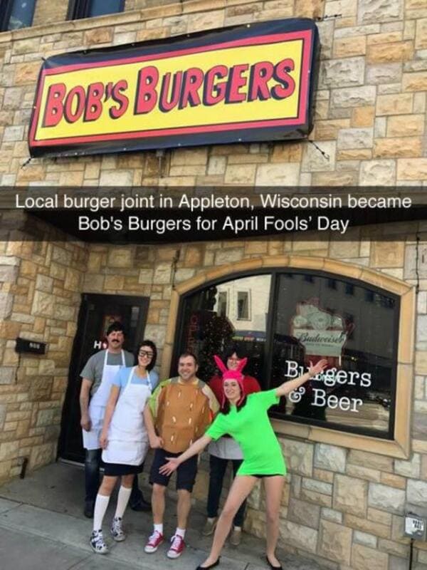 bob's burgers - Bob'S Burgers Local burger joint in Appleton, Wisconsin became Bob's Burgers for April Fools' Day Bedensel Ho Bigers & Beer